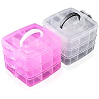 Los mejores  - 2 Piezas Caja de Almacenamiento de 18 Compartimentos para Bordado y Diamante - Organizador de Extraíbles de Plástico…
